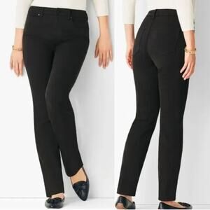 Talbots Straight Black Velveteen Jeans 12P High Waist Dark Wash Stretch Slimming